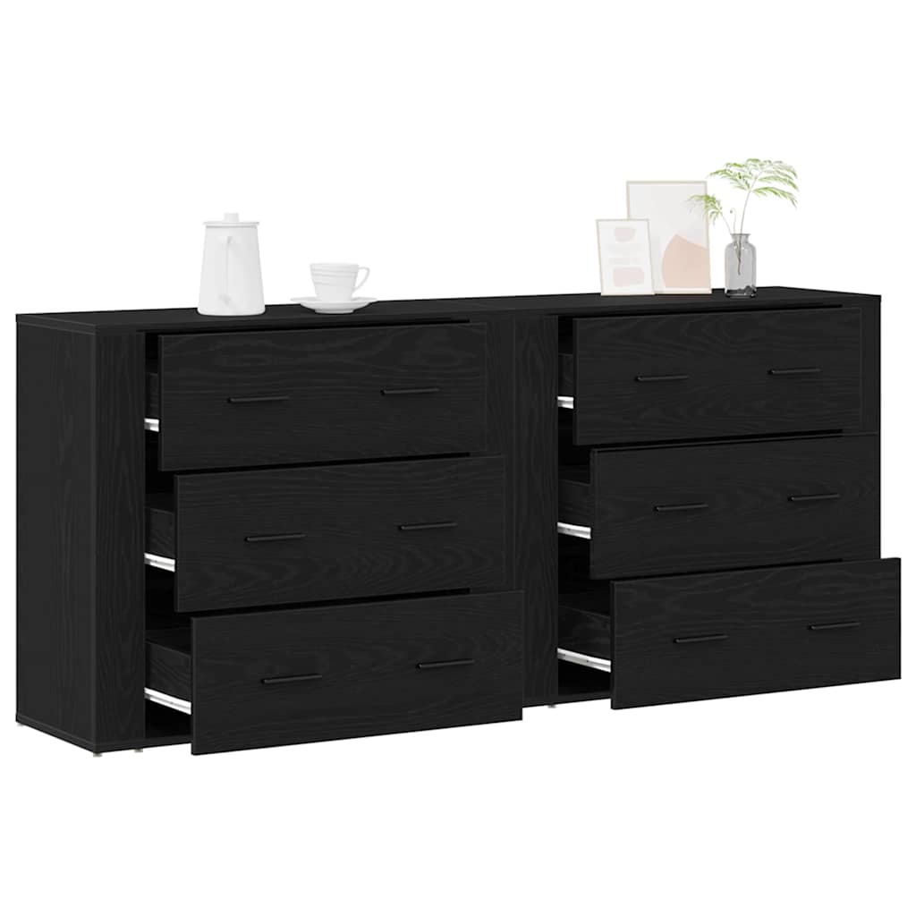 Sideboards 2 Stück Schwarze Eiche Holzwerkstoff